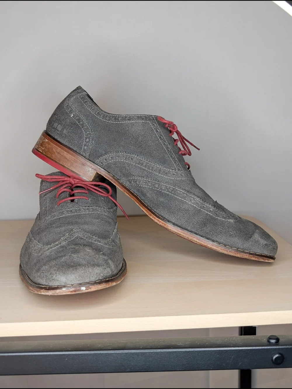 Cole Haan Air Colton Oxford Shoes Suede Gray Wingtips Mens 12M C09579